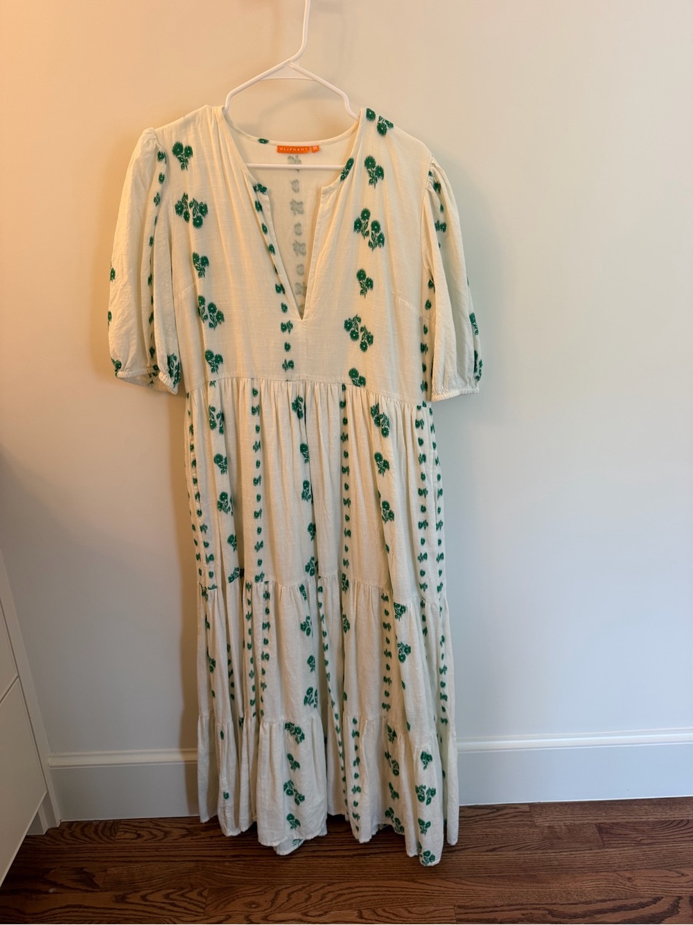 Oliphant White Maxi Dress with Green Floral Print - Picture 5 of 5